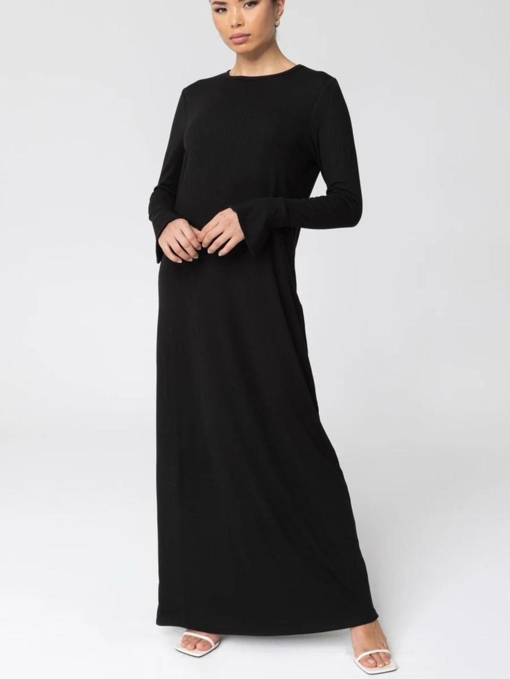 Ribbed Split Cuff Maxi Dress